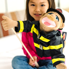 Melissa & Doug hand-play puppets use durable wood for long-lasting fun.