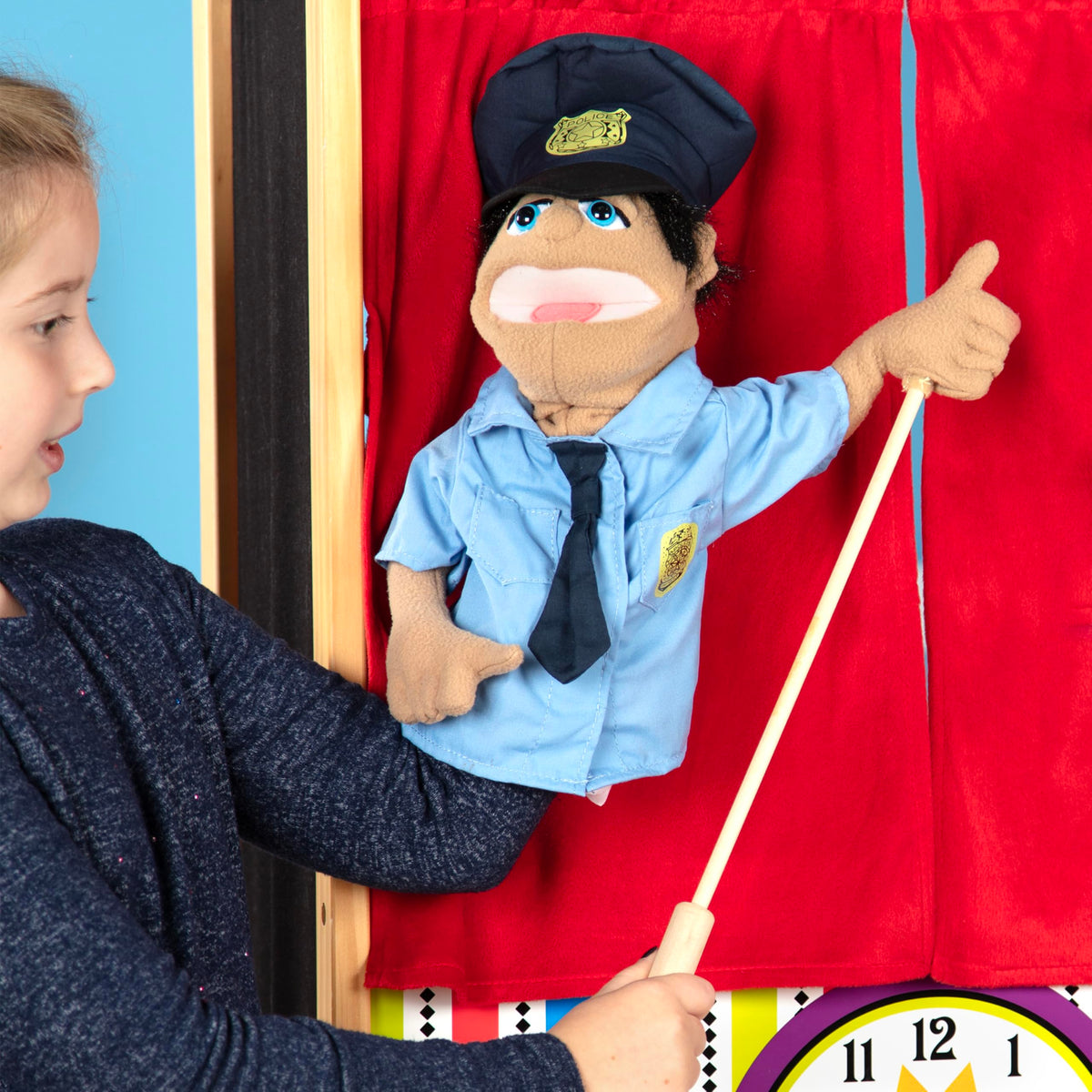 Melissa & Doug Rescue Puppet Set: lefty-righty friendly rod for easy handling.