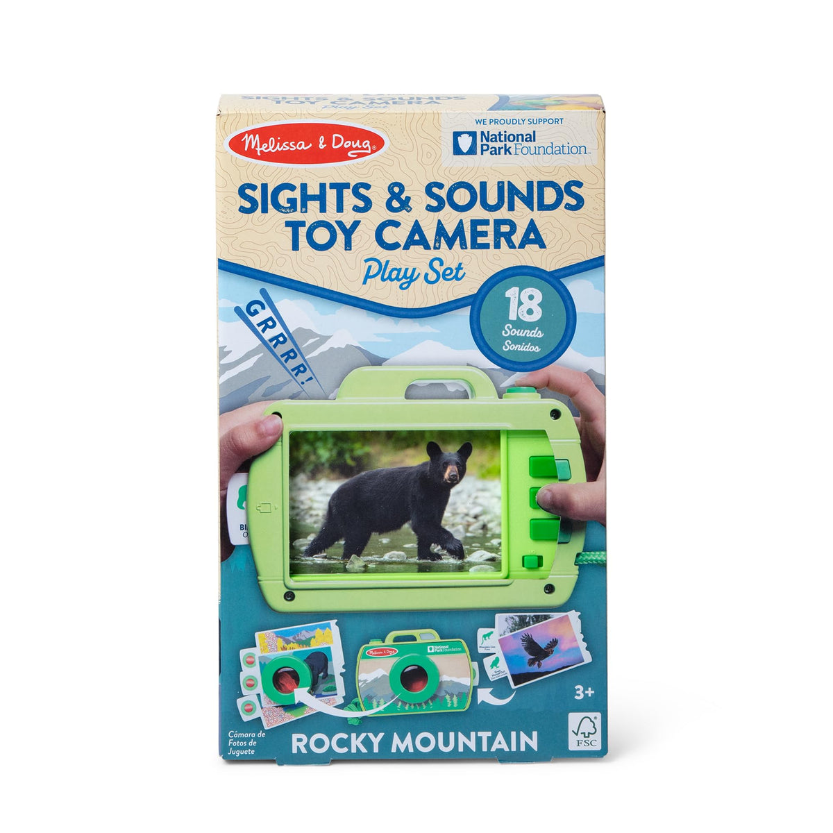 Melissa & Doug red lens magnifier enables search-and-find play on Rocky Mountain photo cards