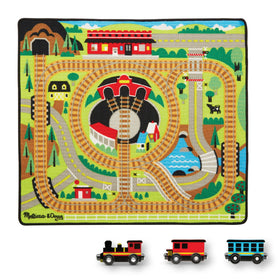 Melissa & Doug Round the Rails Train Rug with colorful tracks for imaginative play