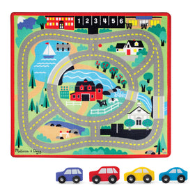 Melissa & Doug Round The Town Road Rug farm-scene invites imaginative play