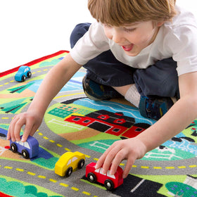 Round The Town Road Rug waterways-scene encourages pretend crossings and exploration