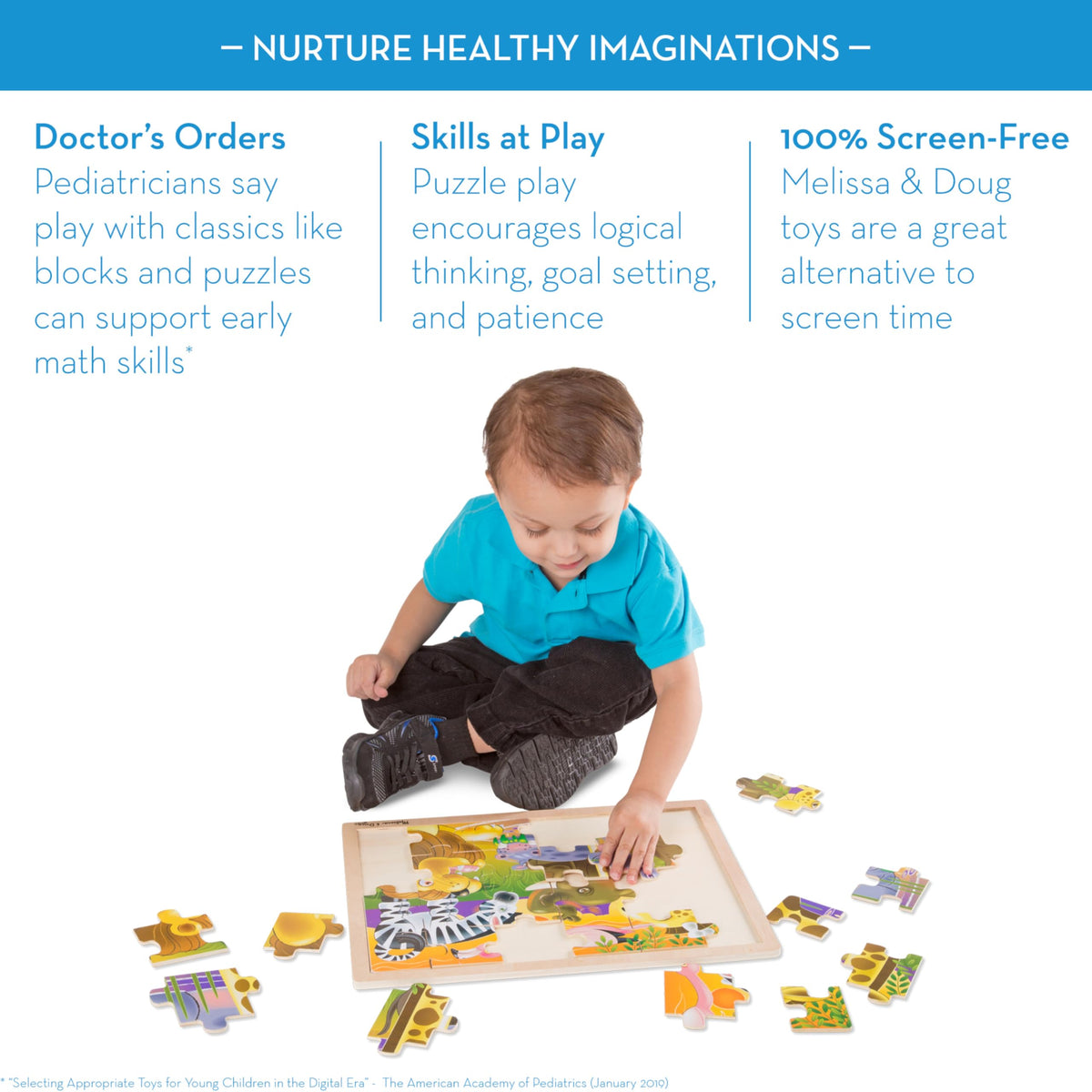 Melissa & Doug safari puzzle: engaging 24-piece image boosts hand-eye coordination and focus.