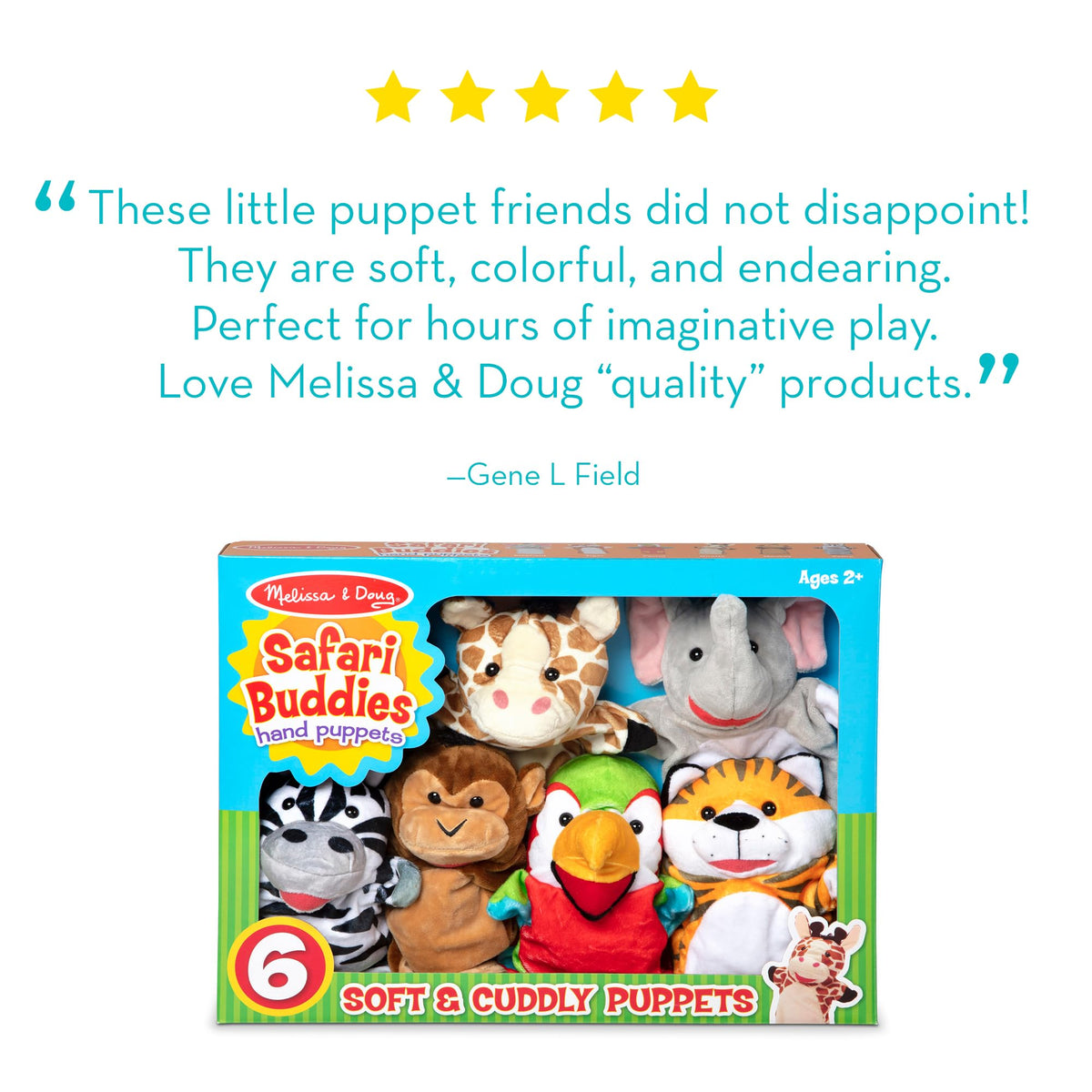 Melissa & Doug Safari Buddies set close-up highlights soft fabrics and bright patterns.