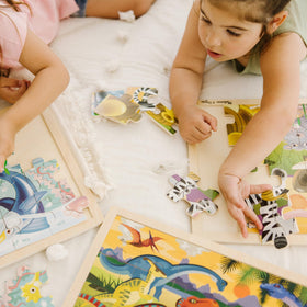 Melissa & Doug safari puzzle piece close-up supports hand-eye coordination