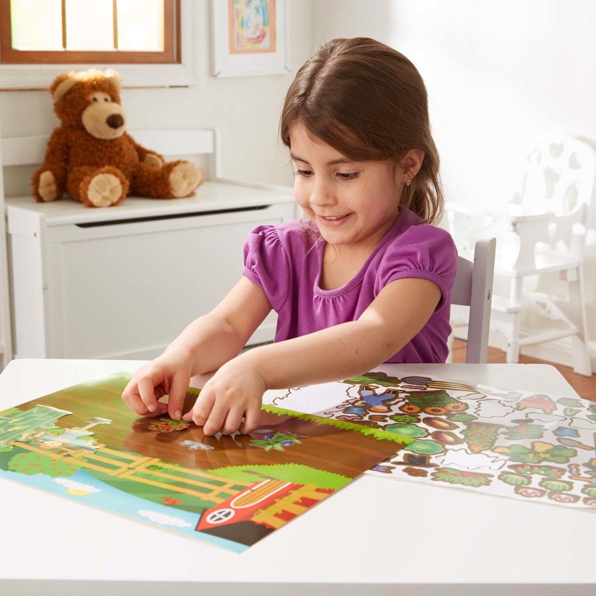 Melissa & Doug Savanna sticker pad scene with cling stickers for pretend play.