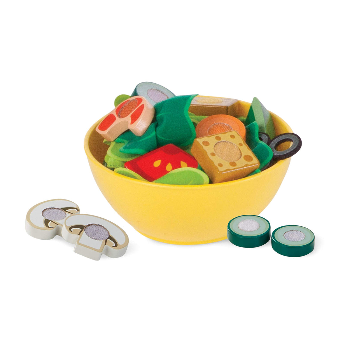 Melissa & Doug Slice & Toss Salad felt greens with colorful salad texture