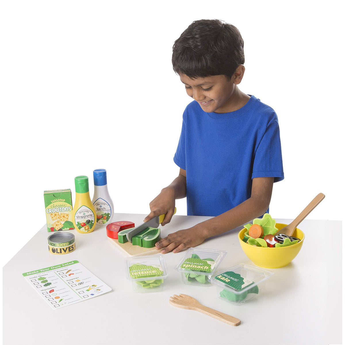 Melissa & Doug Slice & Toss Salad menu card supports role play