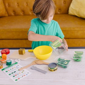 Melissa & Doug Slice & Toss Salad wooden knife for safe cutting practice