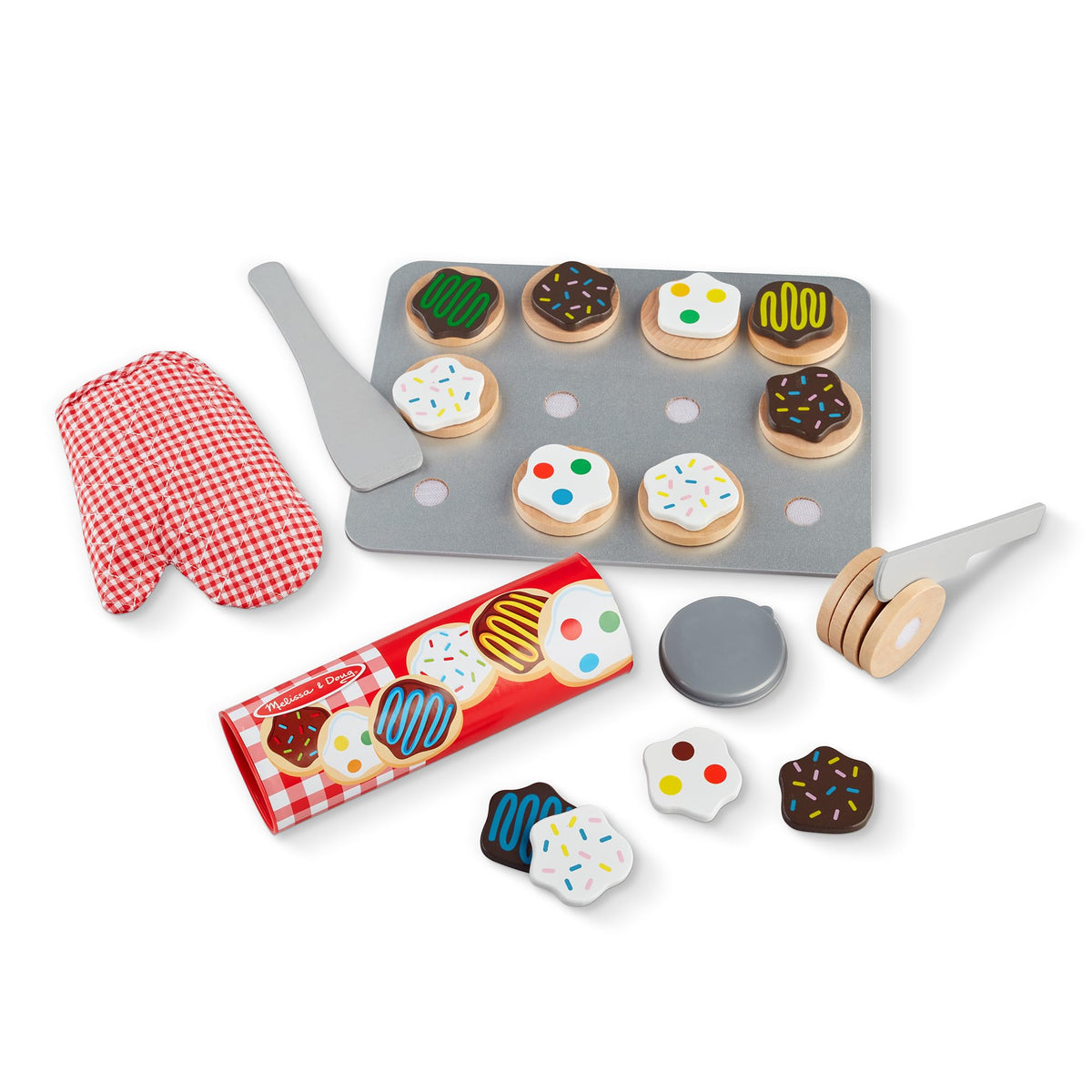 Melissa & Doug Slice & Bake cookies with colorful frosting to inspire imaginative play and fine motor skills.