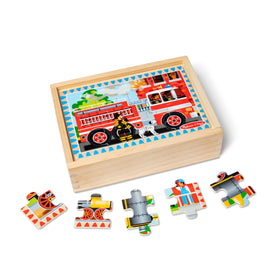 Melissa & Doug shape-coded puzzle pieces viewed from back for easy sorting