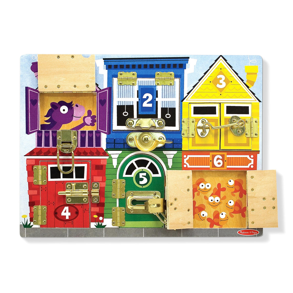 Melissa & Doug wooden texture: smooth-sanded surface for tactile exploration.