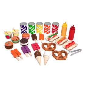 Melissa & Doug cart pull-out drawers organize pretend snacks