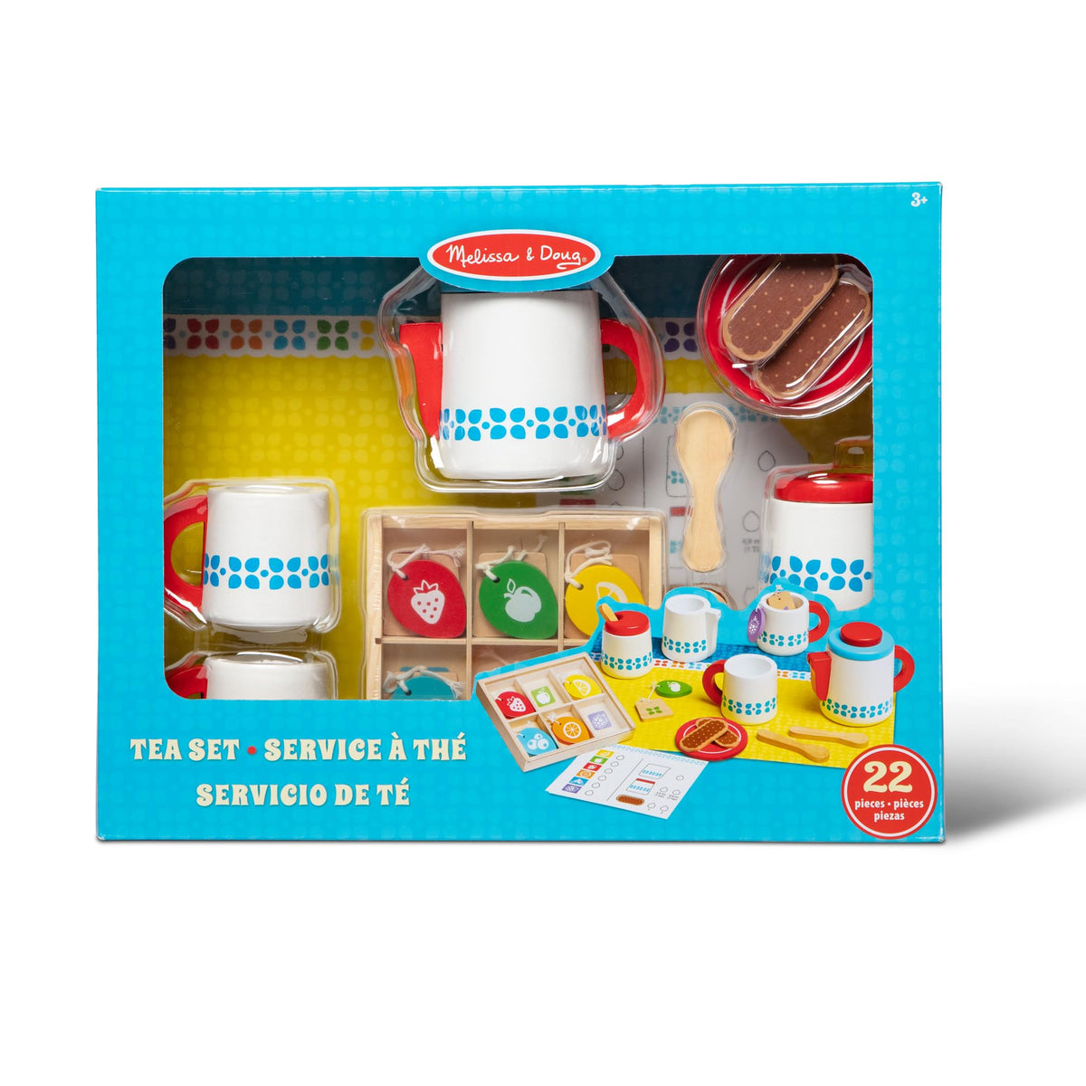 Melissa & Doug tea set sugar bowl highlights decorative pretend-sweetener play.