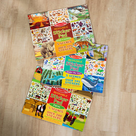 Melissa & Doug Sticker sheets and scenes arranged for easy choice.