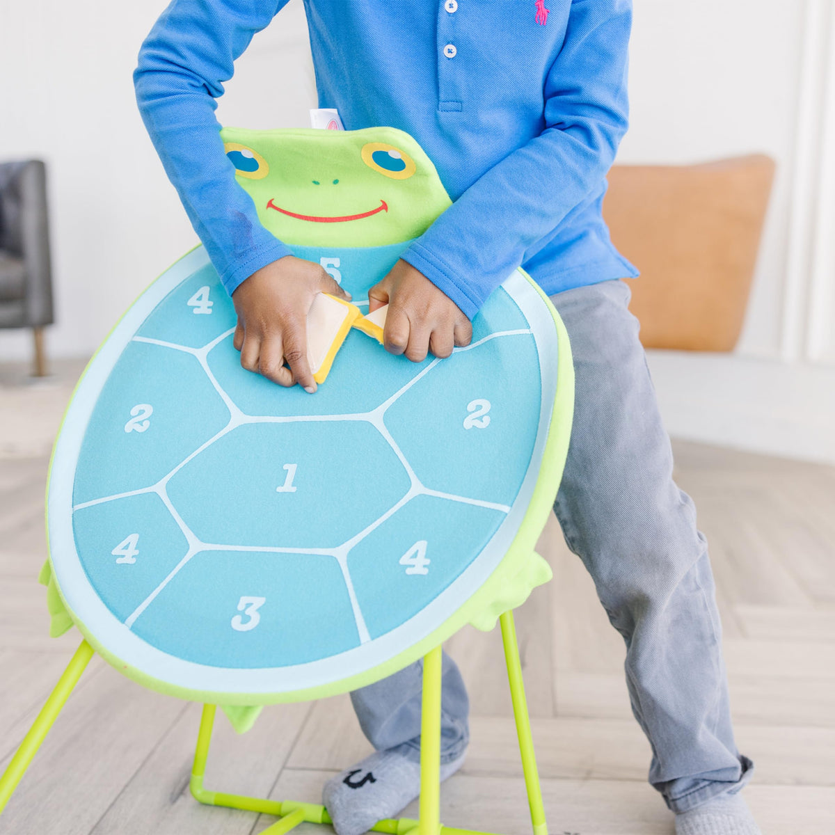 Bean bags enable solo or duo play for Sunny Patch Dilly Dally Turtle Target Action Game