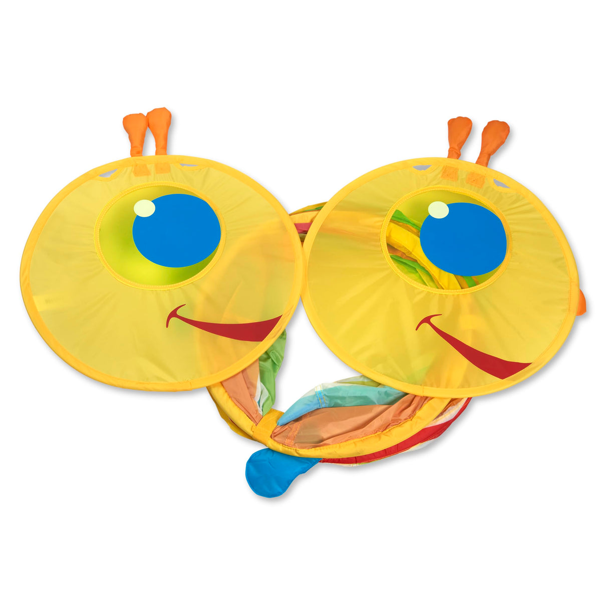 Melissa & Doug child crawls through Giddy Buggy tunnel for active play