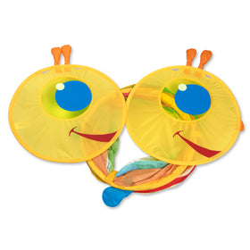 Melissa & Doug child crawls through Giddy Buggy tunnel for active play