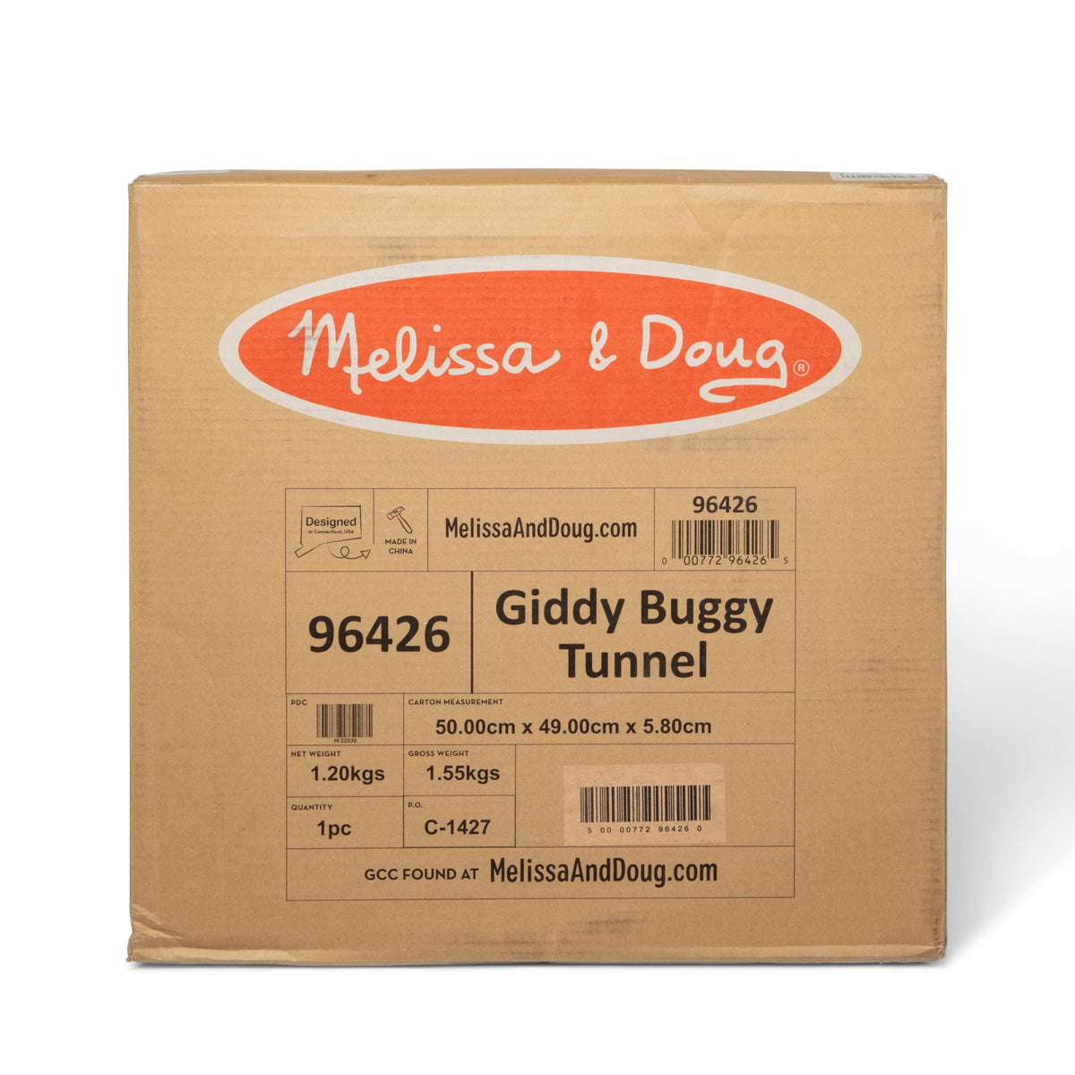 Melissa & Doug fabric close-up of Giddy Buggy tunnel showing wipe-clean material