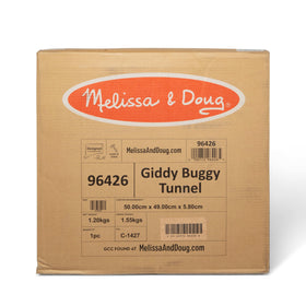 Melissa & Doug fabric close-up of Giddy Buggy tunnel showing wipe-clean material