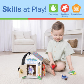 Melissa and Doug Take-Along Doorbell Dollhouse carry handle for on-the-go play