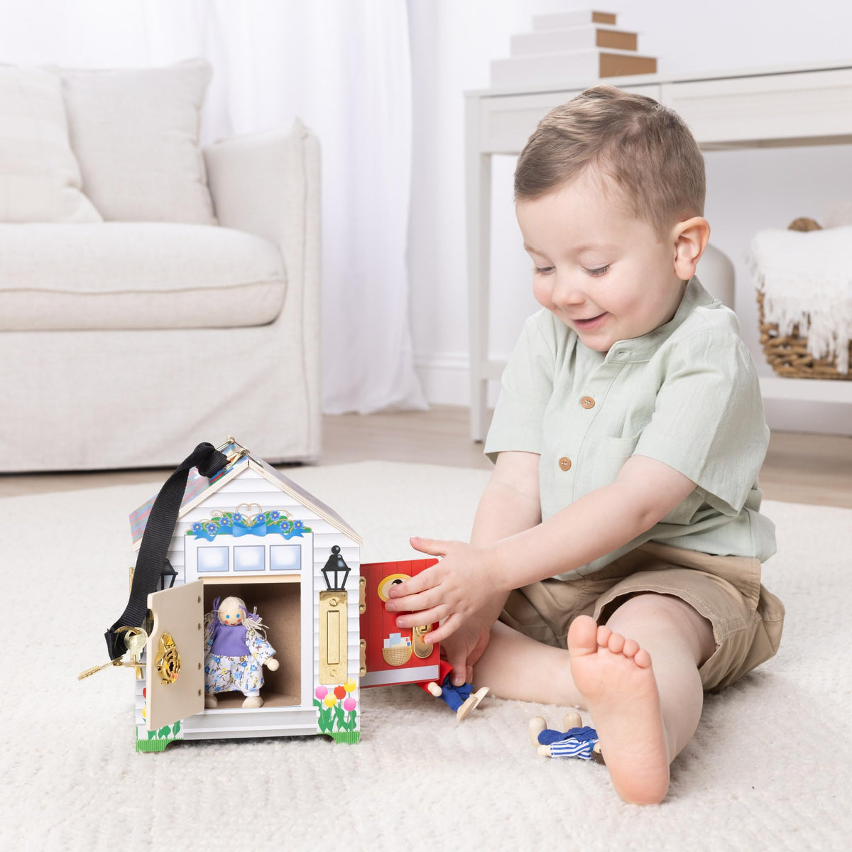 Melissa and Doug Take-Along Doorbell Dollhouse gift idea for kids three and up