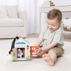Melissa and Doug Take-Along Doorbell Dollhouse sturdy wooden construction