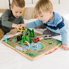Melissa & Doug Take-Along Railroad built-in tracks enable connected, hands-on train play.