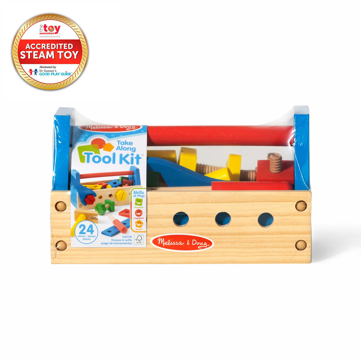 Melissa & Doug hammer and wrench support pretend repairs and hand-eye coordination.