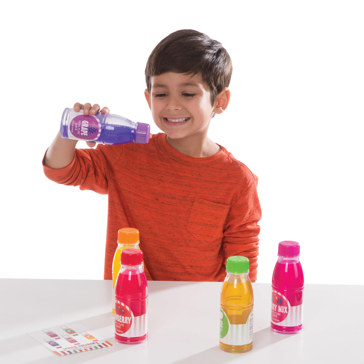 Melissa & Doug Tip & Sip cranberry bottle pour sparks pretend beverage prep and color learning.