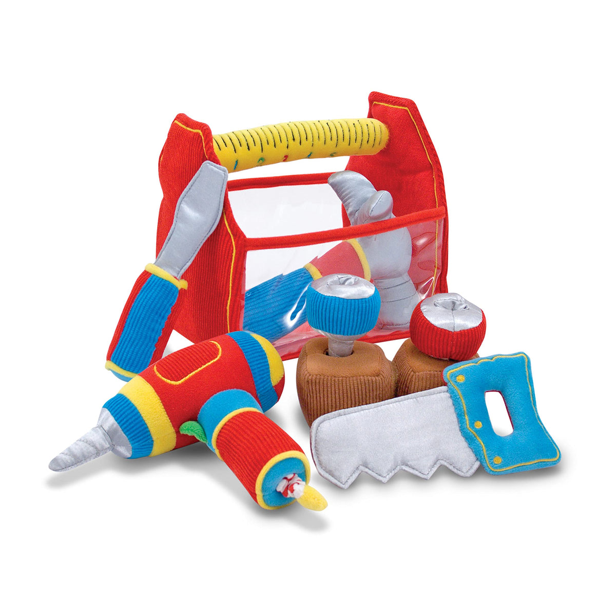 Melissa & Doug toolbox fill spill toy showing the soft toolbox for spill-and-fill play