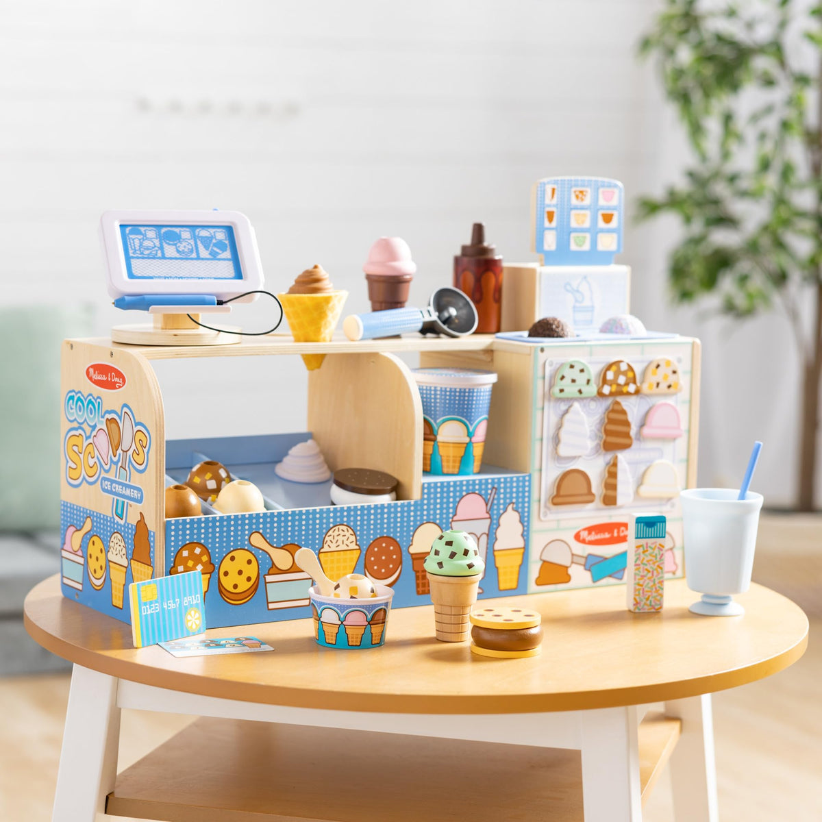 Melissa and Doug compact toy storage keeps pieces organized after play.