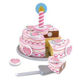 Melissa & Doug triple-layer cake assembled for pretend birthday celebrations.