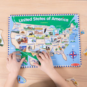 Puzzle pieces promote hand-eye coordination with Melissa & Doug set.