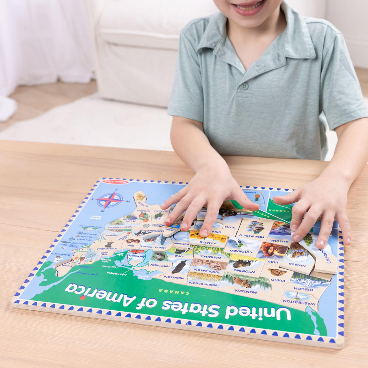 Ideal for kids ages 5 to 8 using geography activity with Melissa & Doug.