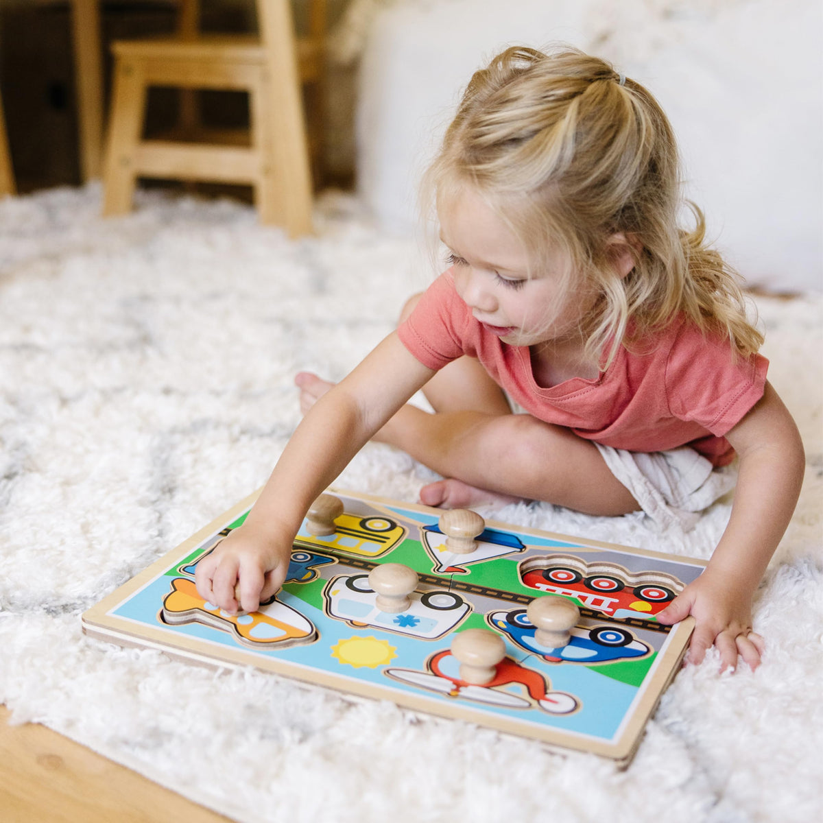Melissa & Doug plane piece promotes spatial awareness through placement activities