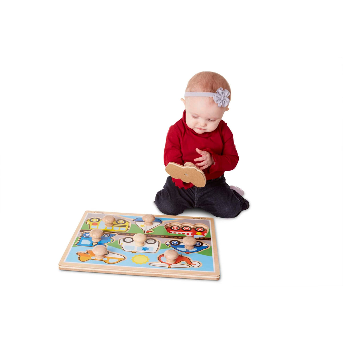 Melissa & Doug bus piece supports visual discrimination while stacking shapes