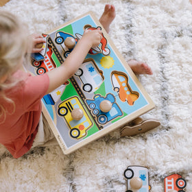 Melissa & Doug car piece boosts hand-eye coordination during toddler play