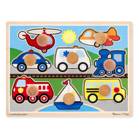 Melissa & Doug train piece encourages fine motor focus and problem-solving