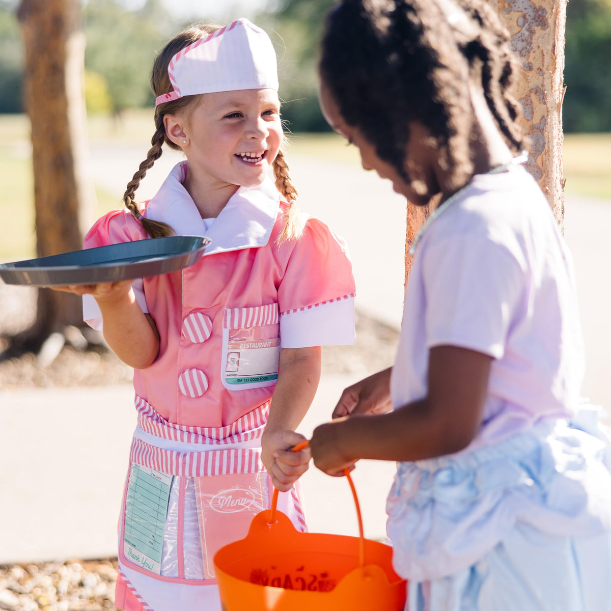 Melissa and Doug Waitress costume machine-washable design simplifies cleanup after play