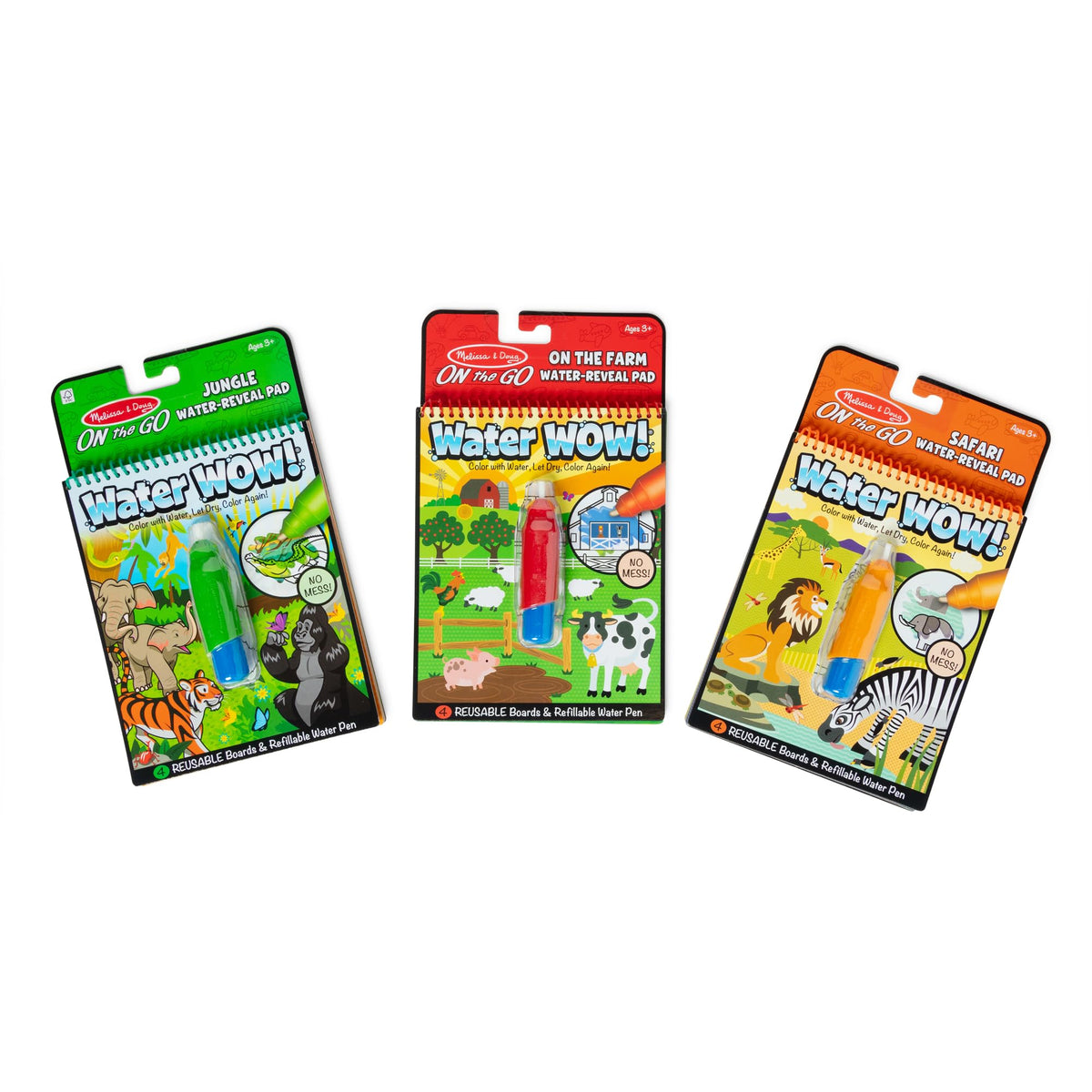Melissa & Doug Water Wow Jungle Pad shows reusable pages for mess-free color play