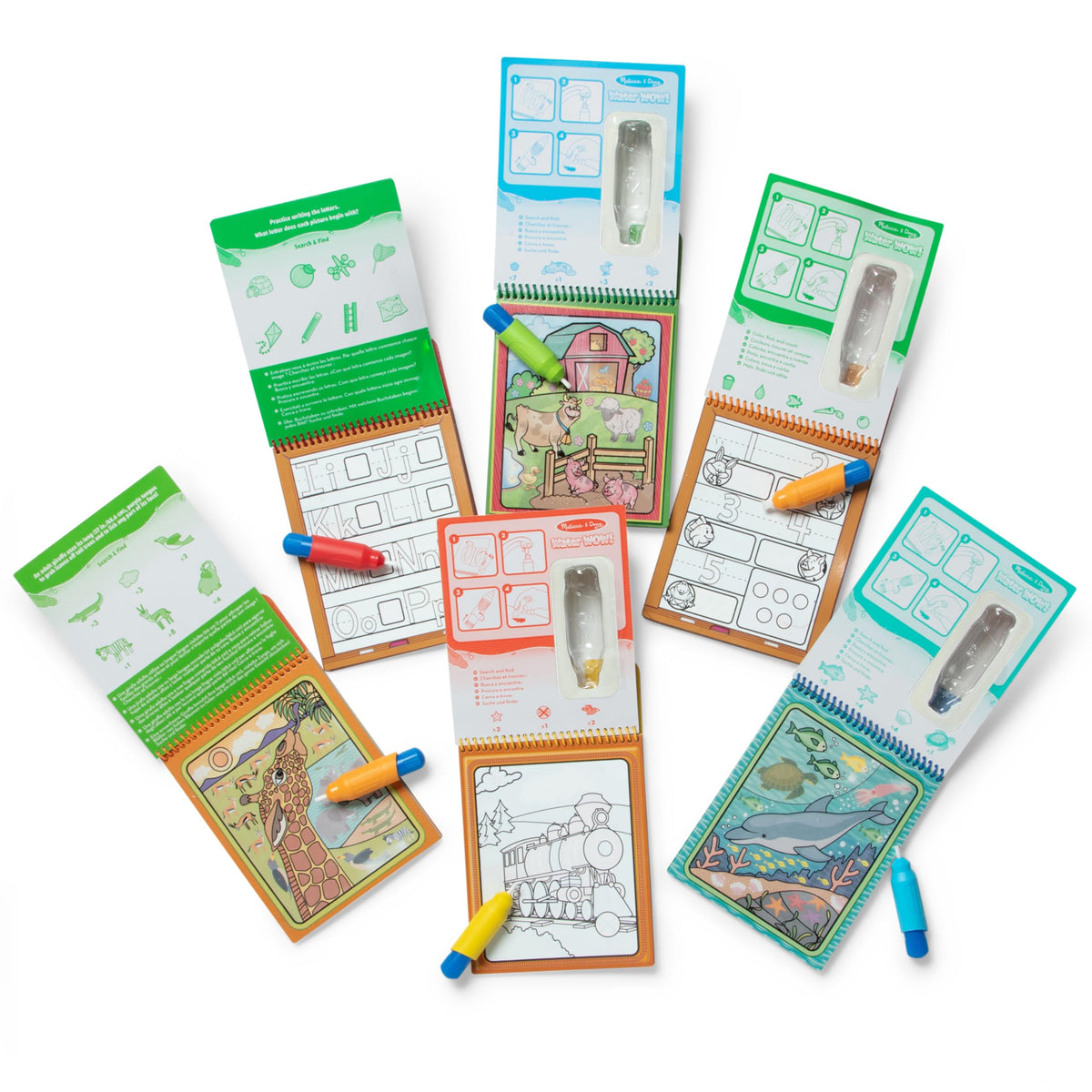 Melissa & Doug Water Wow! Numbers pages reveal digits and shapes with water.