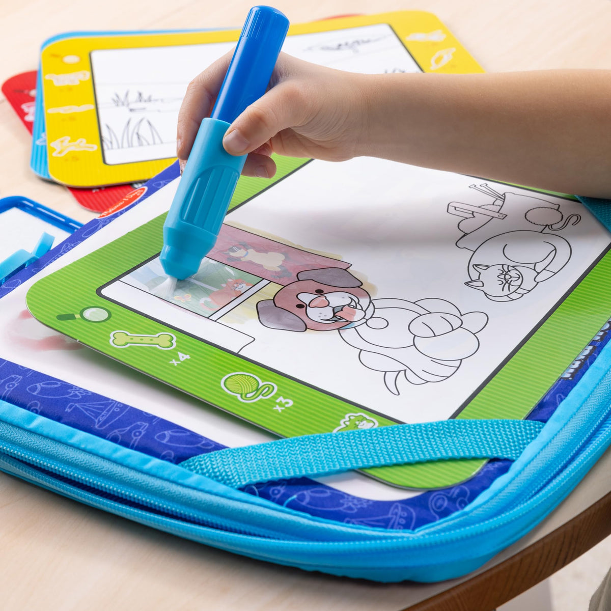 Water Wow water pen tethered to case for easy transport