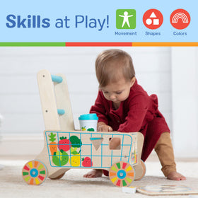 Melissa & Doug durable wheels and sturdy base support smooth pushing.