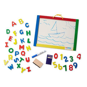 Melissa & Doug wooden frame with convenient carry handle for portability.