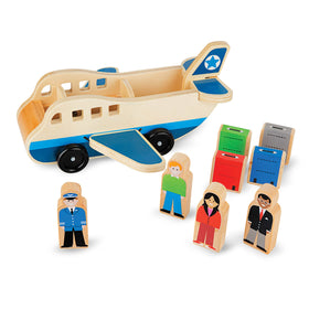 Melissa & Doug wooden airplane with four figures sparks imaginative pretend play.