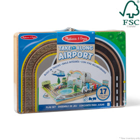 Melissa and Doug wooden airplane on tracks for motor skill building