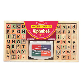Melissa & Doug wooden alphabet stamp set with 56 stamps for letters and words