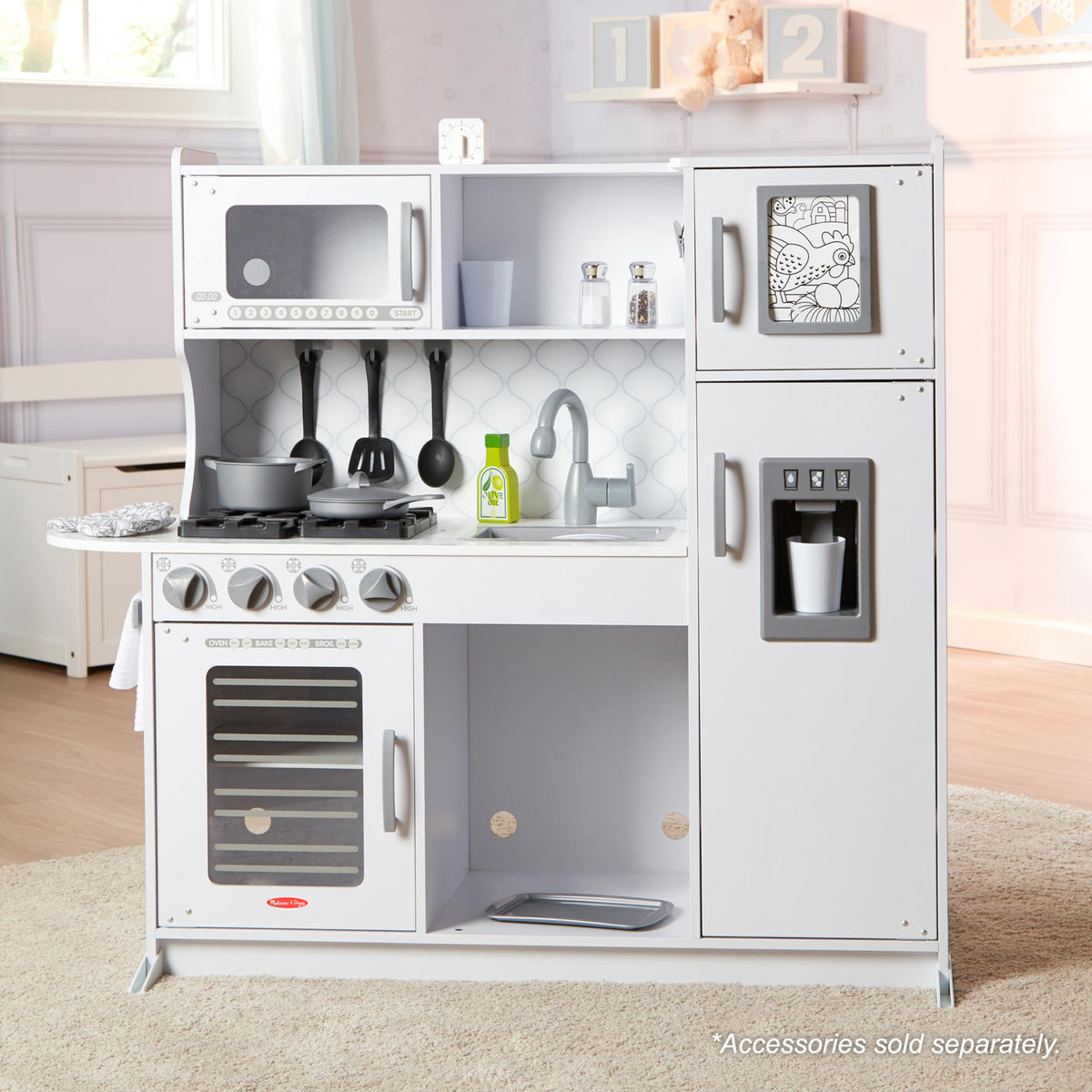 Melissa & Doug wooden chef’s kitchen assembly instructions included for easy setup.