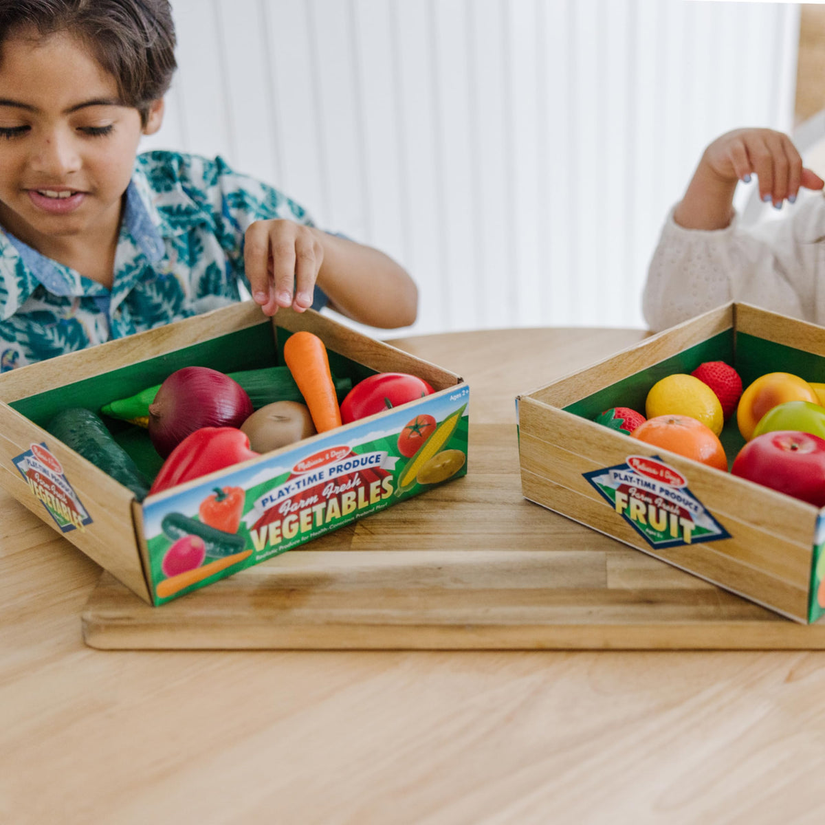 Melissa & Doug wooden crates inspire organized, open-ended play sessions.